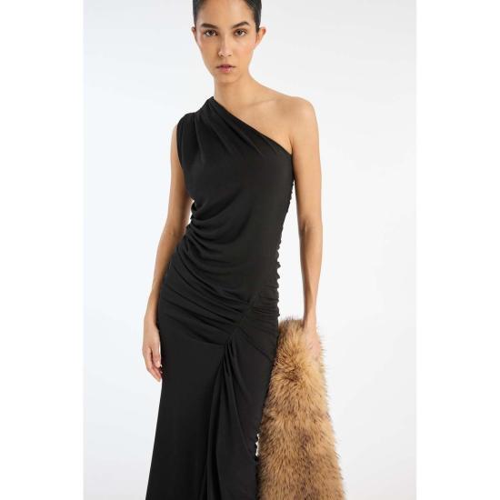  로테이트 바이 크리스텐슨 롱 원피스 로테이트 비르거 크리스텐센 드레이프 원숄더 드레스 블랙 - ROTATE BY BIRGERCHRISTENSEN