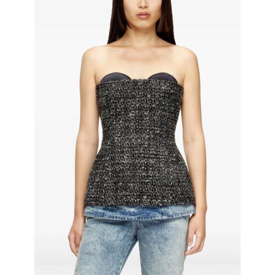  디젤 블라우스 탑 그레이/블랙 - DIESEL