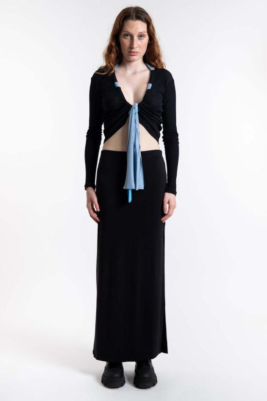  오가닉 베이직스 롱 스커트 소프트 맥시 스커트 블랙 - ORGANIC BASICS