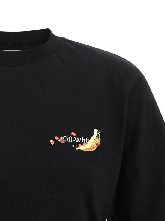  오프화이트 반팔 티셔츠 엠브 프루츠 애로우 티셔츠 블랙 - OFF WHITE