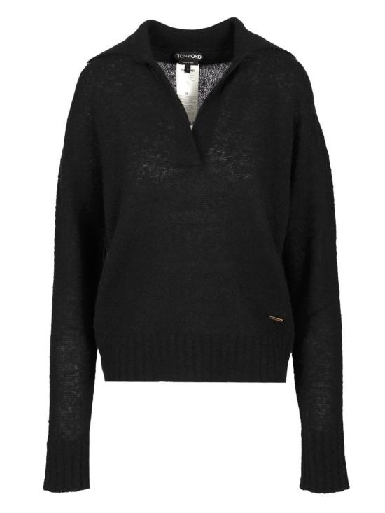  톰포드 폴로 티셔츠 톰 포드 캐시미어 및 실크 폴로 셔츠 블랙