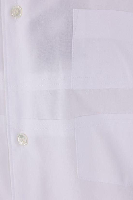  꼼데가르송 긴팔 셔츠 Comme Des Garçons 컷아웃 곡선 밑단  화이트 - COMME DES GARCONS