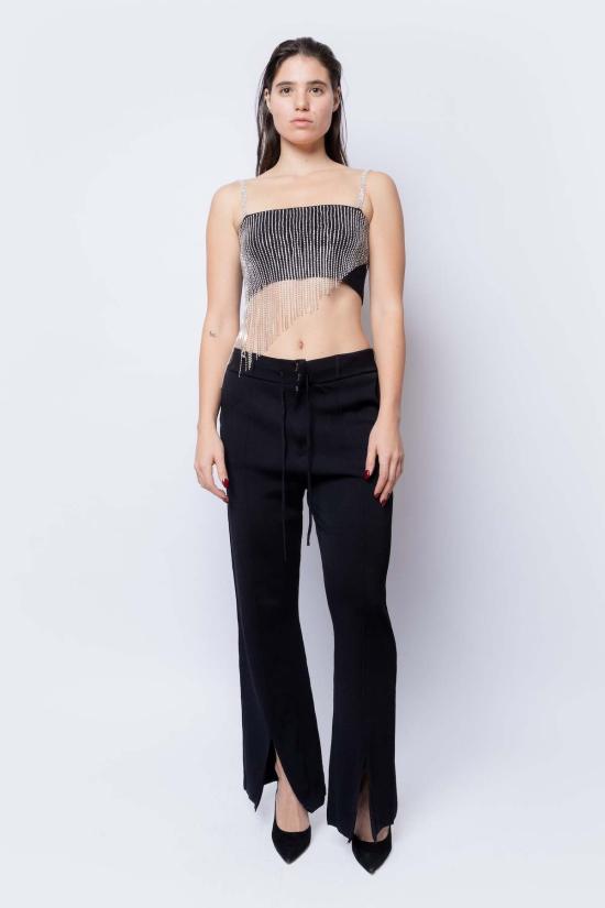  팡 뉴욕 민소매 티셔츠 팡 비대칭 라인스톤 크롭탑 - FANG NYC