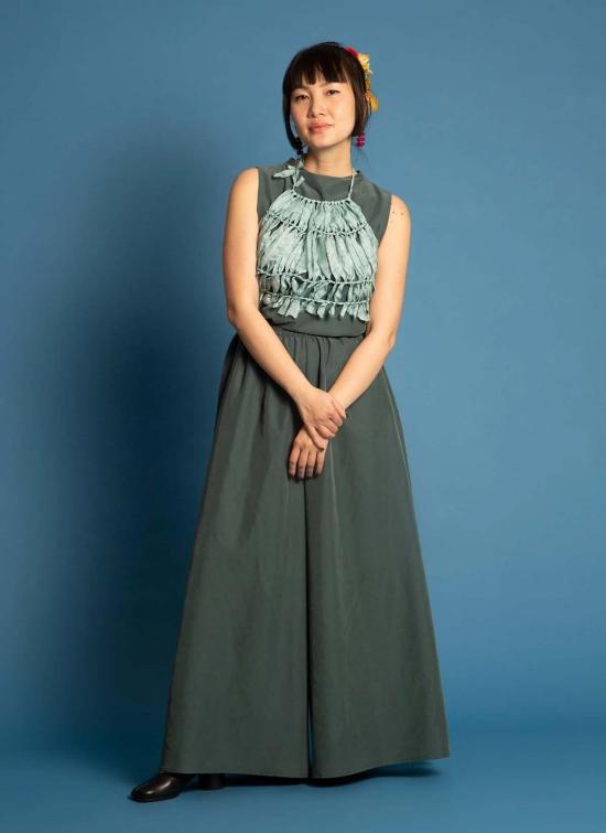  카렘 블라우스 커넥트 2 핸드니트 실크 크롭 홀터넥 타이 탑 - KAAREM