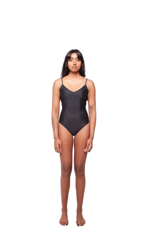  하우스라벨 바디수트 티셔츠 Hauslabel V 넥 바디수트 느와르 - HAUSLABEL