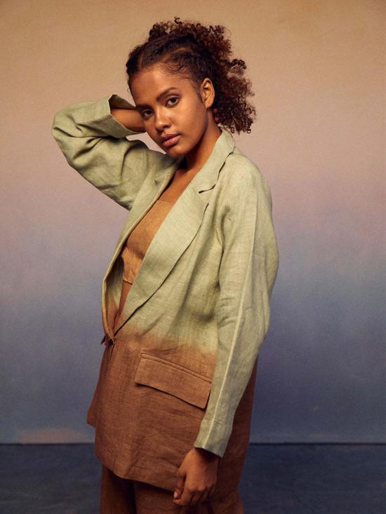  IKKIVI 수트 자켓 이키비 옴브레 클래식 수트 세트 파스텔 그린/코코아 - OTHER BRANDS