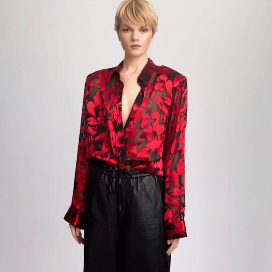  게스투즈 블라우스 Gestuz Elva 셔츠 Red Leaves