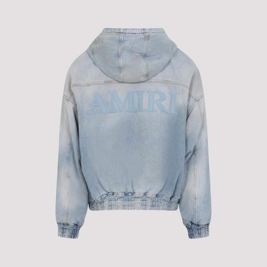  아미리 긴팔 티셔츠 마 데님 지퍼 후드티 앤티크 인디고 - AMIRI