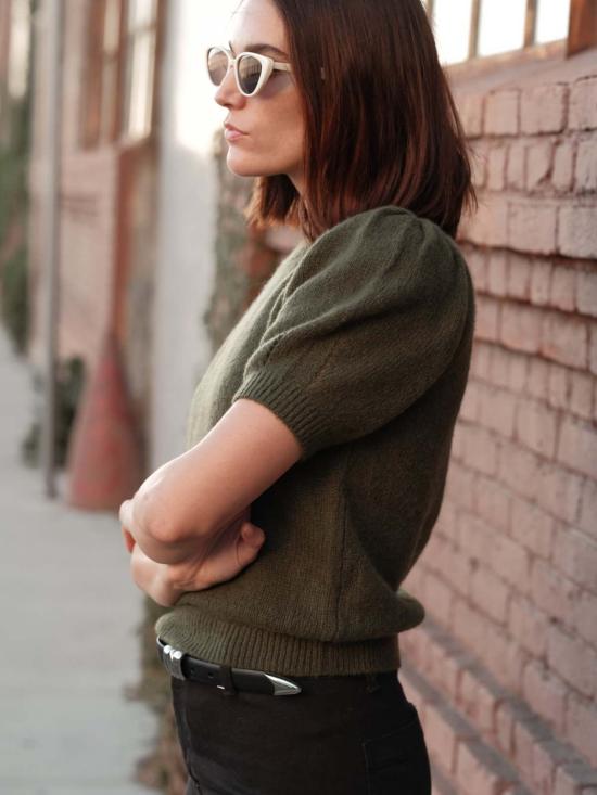  w. Cashmere 반팔 티셔츠 W. 캐시미어 아리아 반팔 캐시미어 스웨터 베이 리프 - OTHER BRANDS