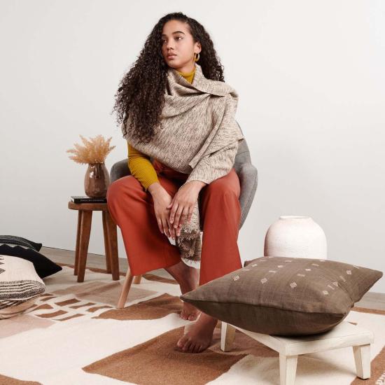  Variously 머플러/스카프 다양한 숲의 밤 스카프 캔버스/블랙 - OTHER BRANDS