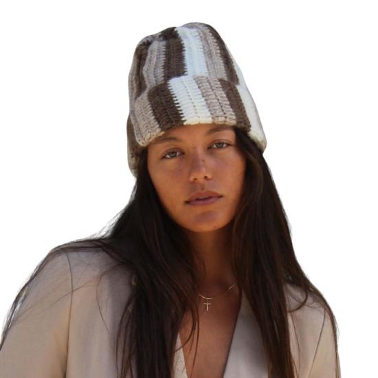  민가 모자 밍가 알파카 비니 내추럴 스트라이프