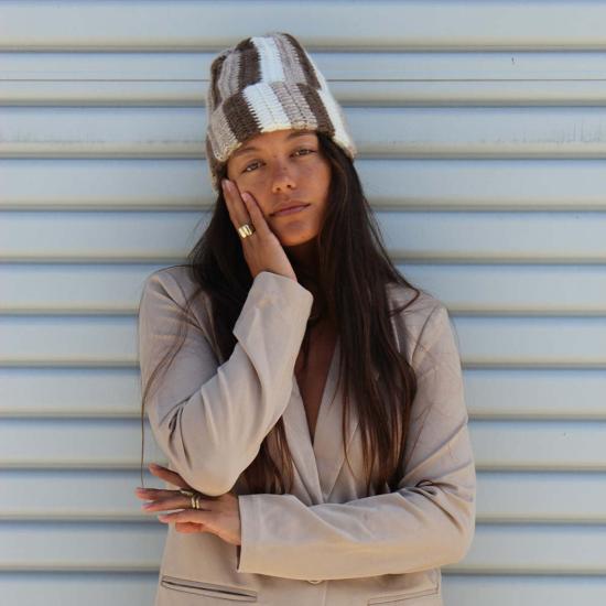  민가 모자 밍가 알파카 비니 내추럴 스트라이프 - MINGA