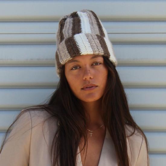  민가 모자 밍가 알파카 비니 내추럴 스트라이프 - MINGA