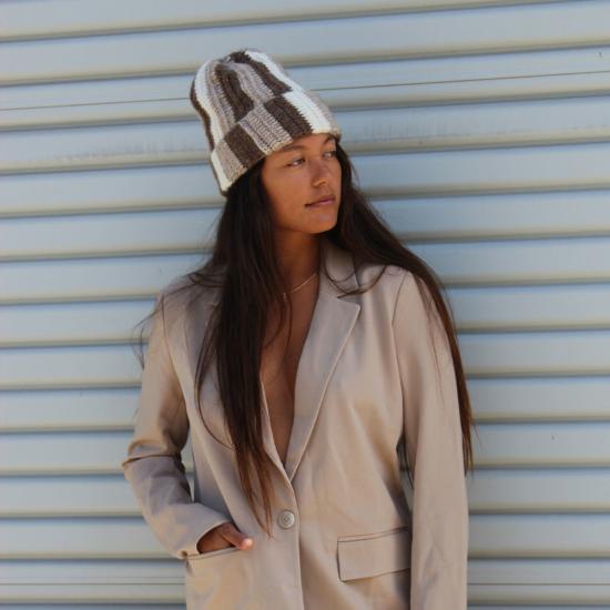  민가 모자 밍가 알파카 비니 내추럴 스트라이프 - MINGA