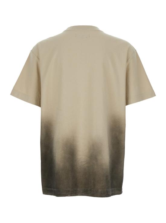  퍼플 브랜드 반팔 티셔츠 로고 프린트와 바랜 듯한 베이지색 효과가 있는 보라색 크루넥 티셔츠 - PURPLE BRAND