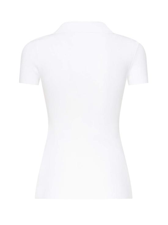  발렌시아가 반팔 티셔츠 화이트 비스코스 블렌드 폴로 셔츠 화이트/블랙 - BALENCIAGA