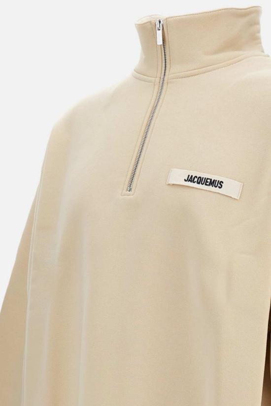  자크뮈스 긴팔 티셔츠 그로스 그레인 지퍼 스웨트셔츠 베이지 - JACQUEMUS