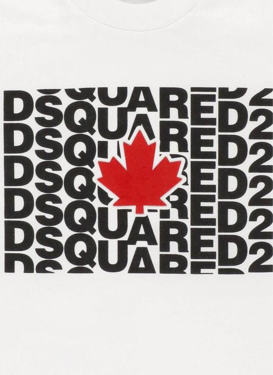  [키즈] 디스퀘어드2 트레이닝 상의 키즈 Dsquared2 로고 프린트 크루넥 티셔츠 화이트 - DSQUARED2