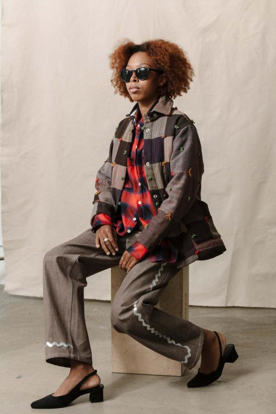  카린 데님 팬츠 칼린 릴렉스드 진 실버 릭랙 - CARLEEN