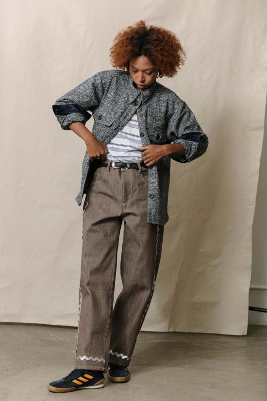  카린 데님 팬츠 칼린 릴렉스드 진 실버 릭랙 - CARLEEN