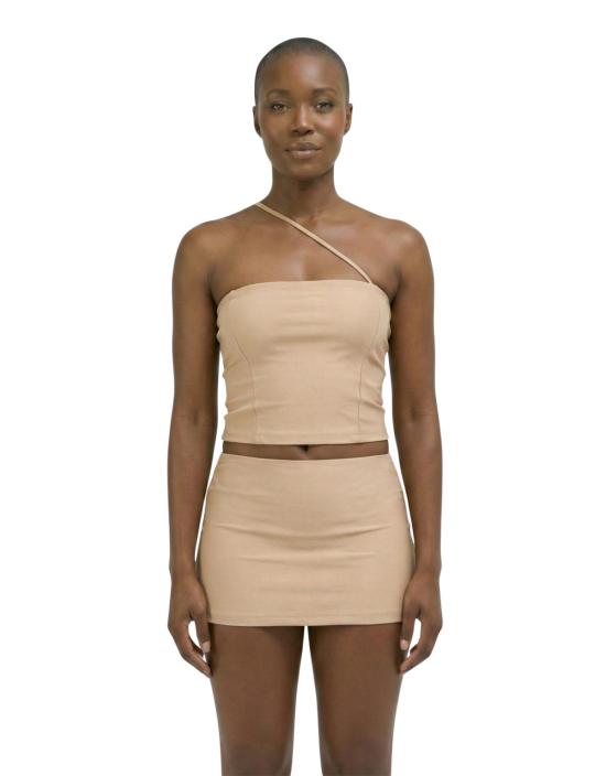  하우스라벨 숏 스커트 하 014 마이크로 미니 스커트 카멜 - HAUSLABEL