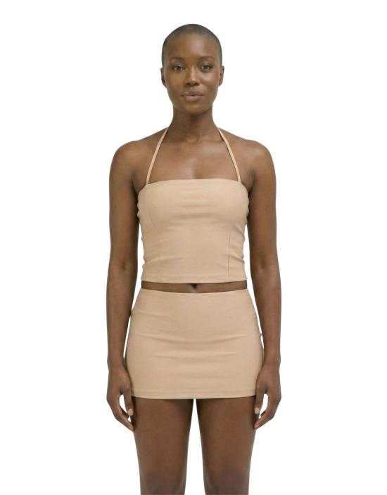  하우스라벨 숏 스커트 하 014 마이크로 미니 스커트 카멜 - HAUSLABEL