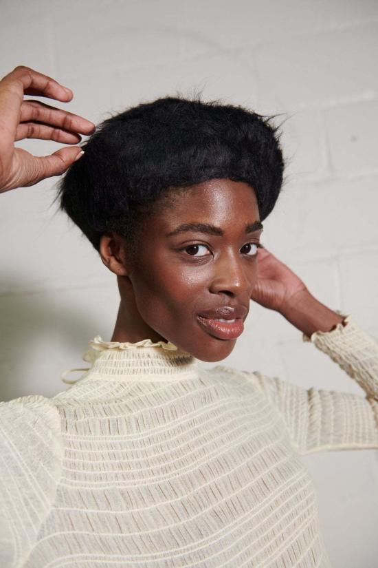  마리아 스탠리 모자 브러시드 베레 느와르