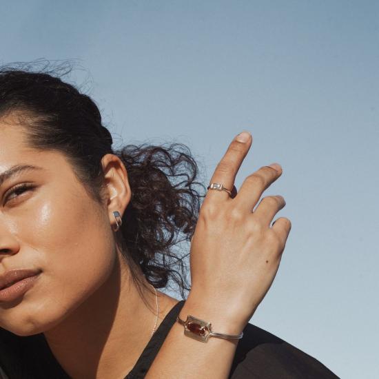  린지 루이스 팔찌 월튼 커프 실버/브라운