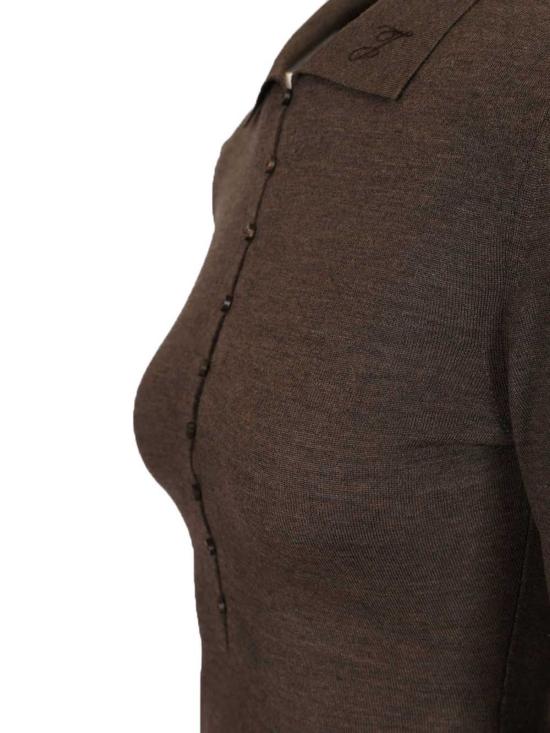  자크뮈스 긴팔 티셔츠 긴팔 메리노 울 폴로 셔츠 다크 브라운 - JACQUEMUS