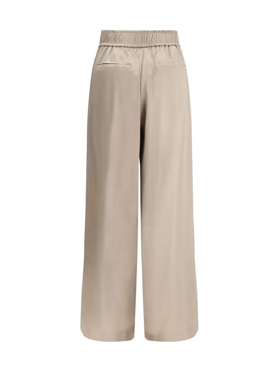  브루넬로 쿠치넬리 스트레이트 팬츠 Brunello Cucinelli Palazzo 팬츠 카키 - BRUNELLO CUCINELLI