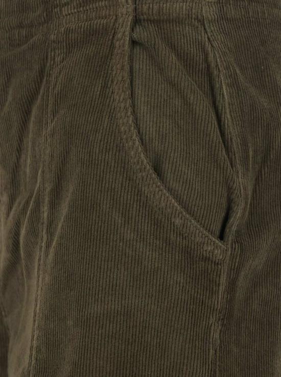  트윈셋 스트레이트 팬츠 벨트 고리가 있는 골지 벨벳 브라운  팬츠 - TWINSET