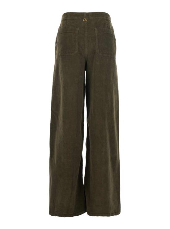  트윈셋 스트레이트 팬츠 벨트 고리가 있는 골지 벨벳 브라운  팬츠