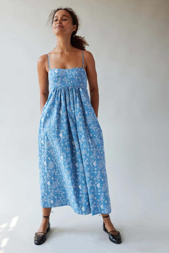  카론 칼라한 롱 원피스 캐론 캘러핸 사비나 드레스 스카이 메도우 자수 - CARON CALLAHAN