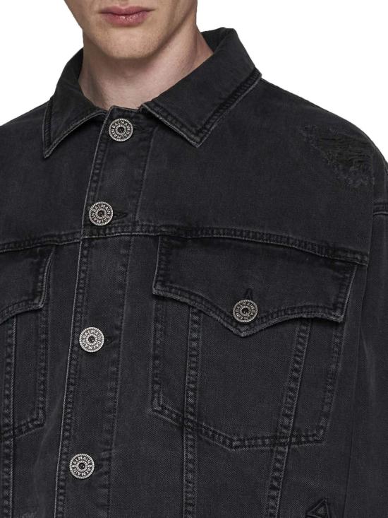  발망 데님 자켓 데님 재킷 느와르 - BALMAIN