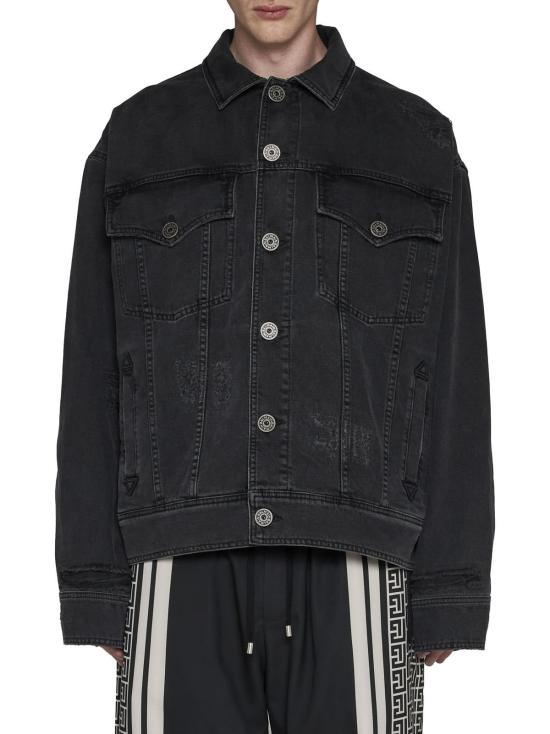  발망 데님 자켓 데님 재킷 느와르 - BALMAIN