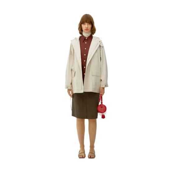  Umber Post Past 패딩 엄버 포스트 파스트 체크무늬 면 후드 파카 아이보리