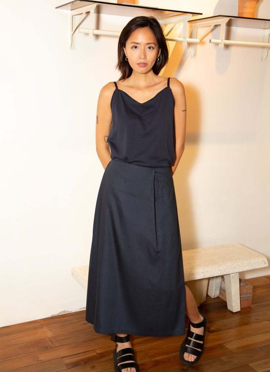  KAAREM 라운지 웨어 카렘 문페이즈 저지 슬립 드레스 다크 블루 - OTHER BRANDS