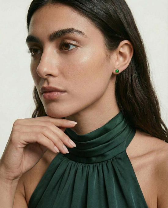  세레 이어링 Seree Remi 임페리얼 그린 제이드 스터드 귀걸이 - SEREE