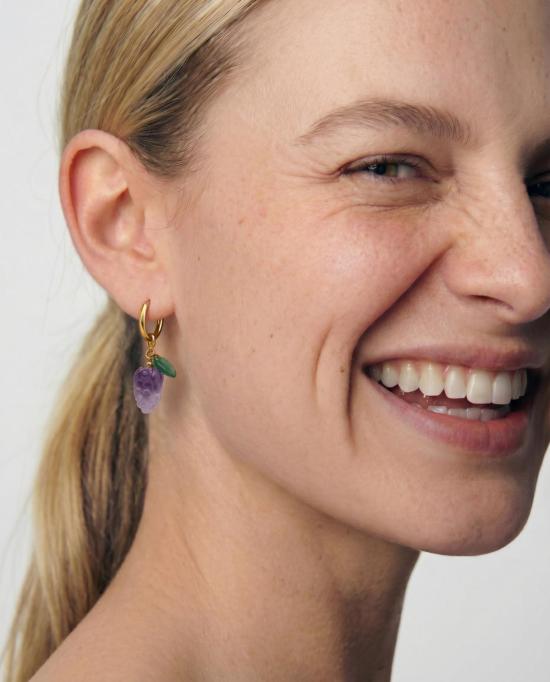  세레 이어링 세리 하비스트 제이드 스톤 참 귀걸이 포도 모양 - SEREE