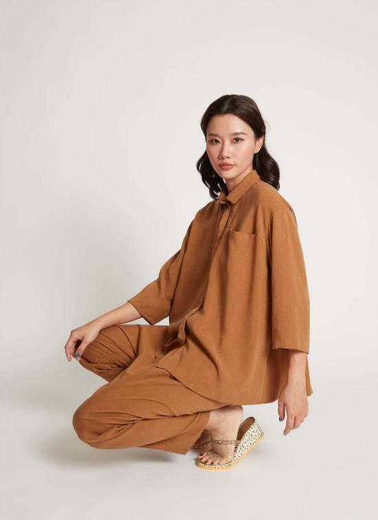  KAAREM 셔츠 Kaarem Sot 3/4 슬리브 버튼 업 포켓 셔츠 - KAAREM