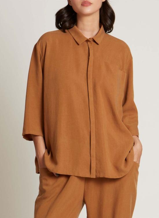  KAAREM 셔츠 Kaarem Sot 3/4 슬리브 버튼 업 포켓 셔츠 - KAAREM