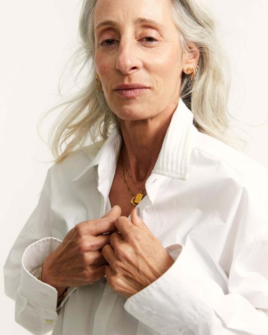  LWN 셔츠 Lwn 애쉬 셔츠 소프트 화이트 플리츠 - LWN