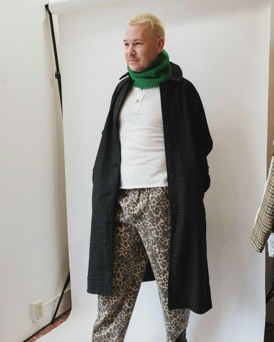  알리 골든 트렌치 코트 뉴울  블루/그레이 체크