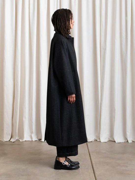  알리 골든 트렌치 코트 뉴울  블루/그레이 체크 - ALI GOLDEN