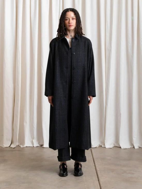  알리 골든 트렌치 코트 뉴울  블루/그레이 체크 - ALI GOLDEN