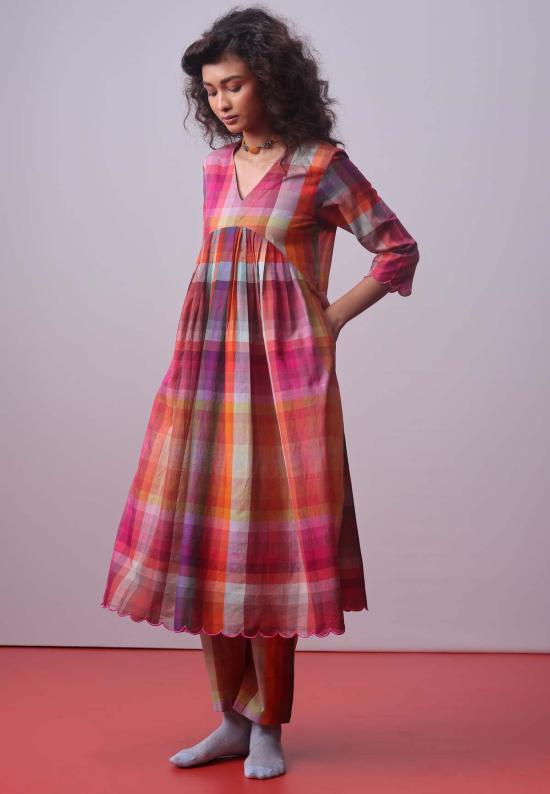  IKKIVI 튜닉 이키비 캔디 블록 체크 코디 세트 멀티 컬러