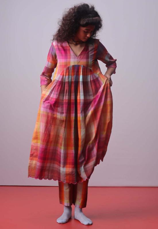  이키비 튜닉 캔디 블록 체크 코디 세트 멀티 컬러 - IKKIVI