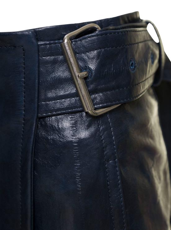  보테가베네타 미디 스커트 보테가 베네타 미디 벨티드 랩 스커트 (가죽 소재, 블루) - BOTTEGA VENETA