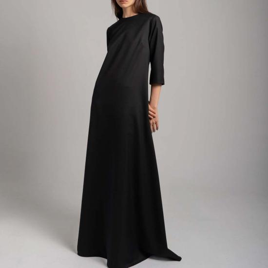 슬론 롱 원피스 A라인 가운 블랙