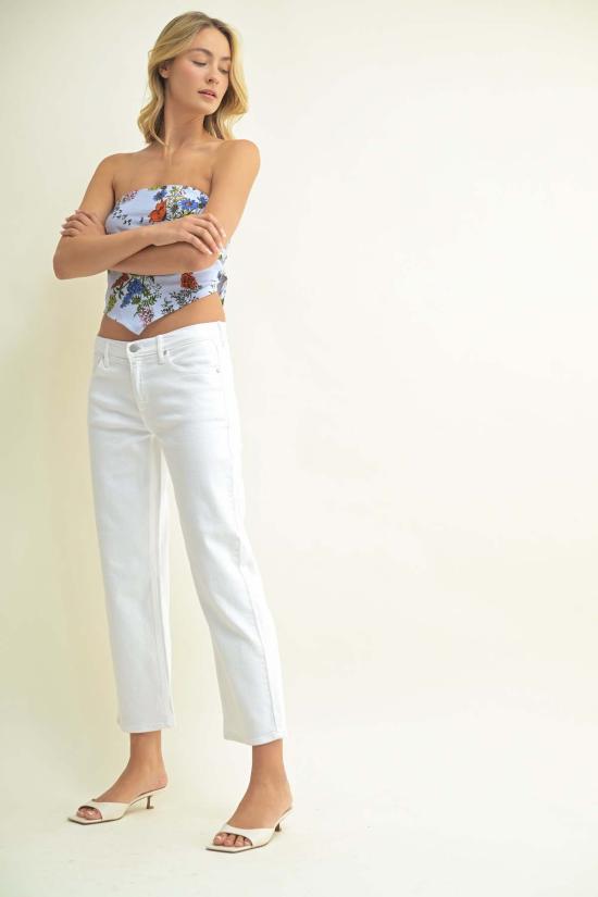  저스트 블랙 데님 데님 팬츠 미드라이즈 보이프렌드 진 옵틱 화이트 - JUST BLACK DENIM